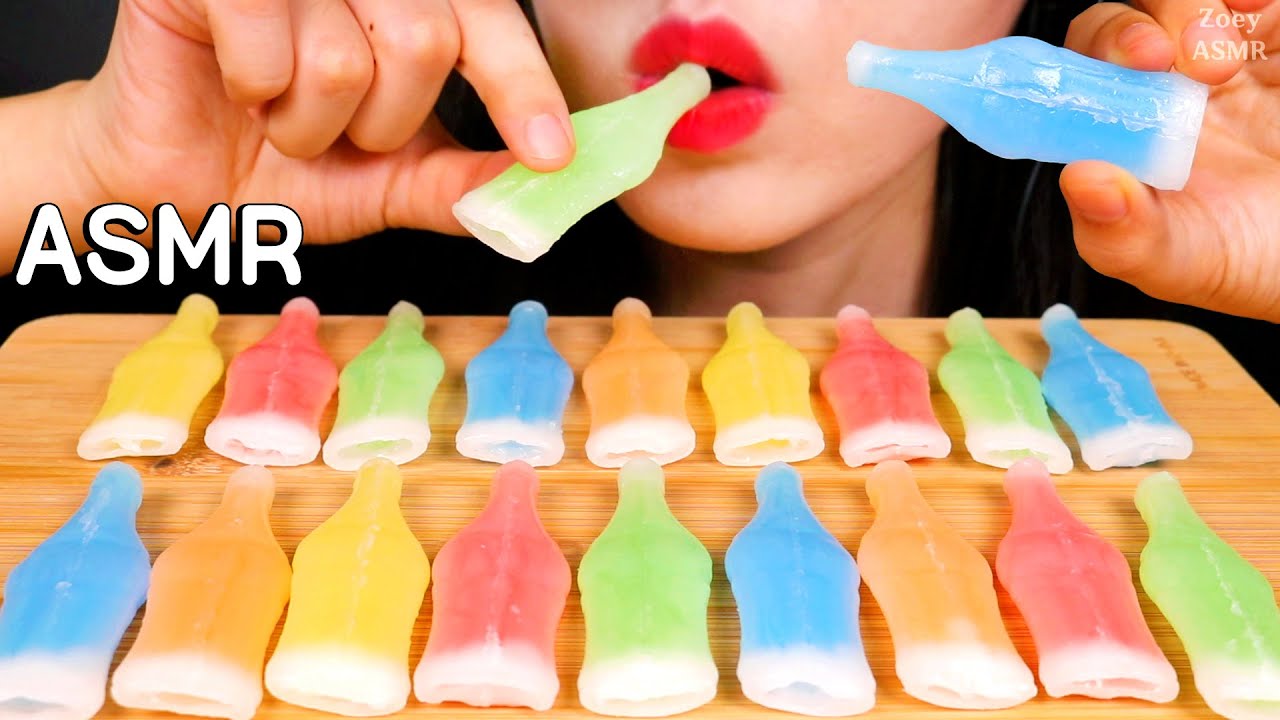 ASMR NIK-L-NIPS WAX BOTTLES CANDY 닉클립 왁스병 캔디 먹방咀嚼音 EATING SOUNDS NO TALKING MUKBANG
