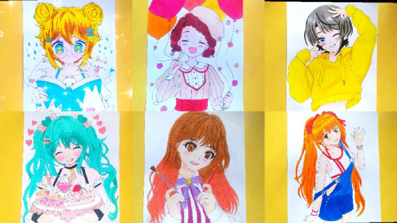 رسم بنات انمي كيووووت 😍😍😍مجموعة من رسوماتي الجميلة 🤗🤗🤗