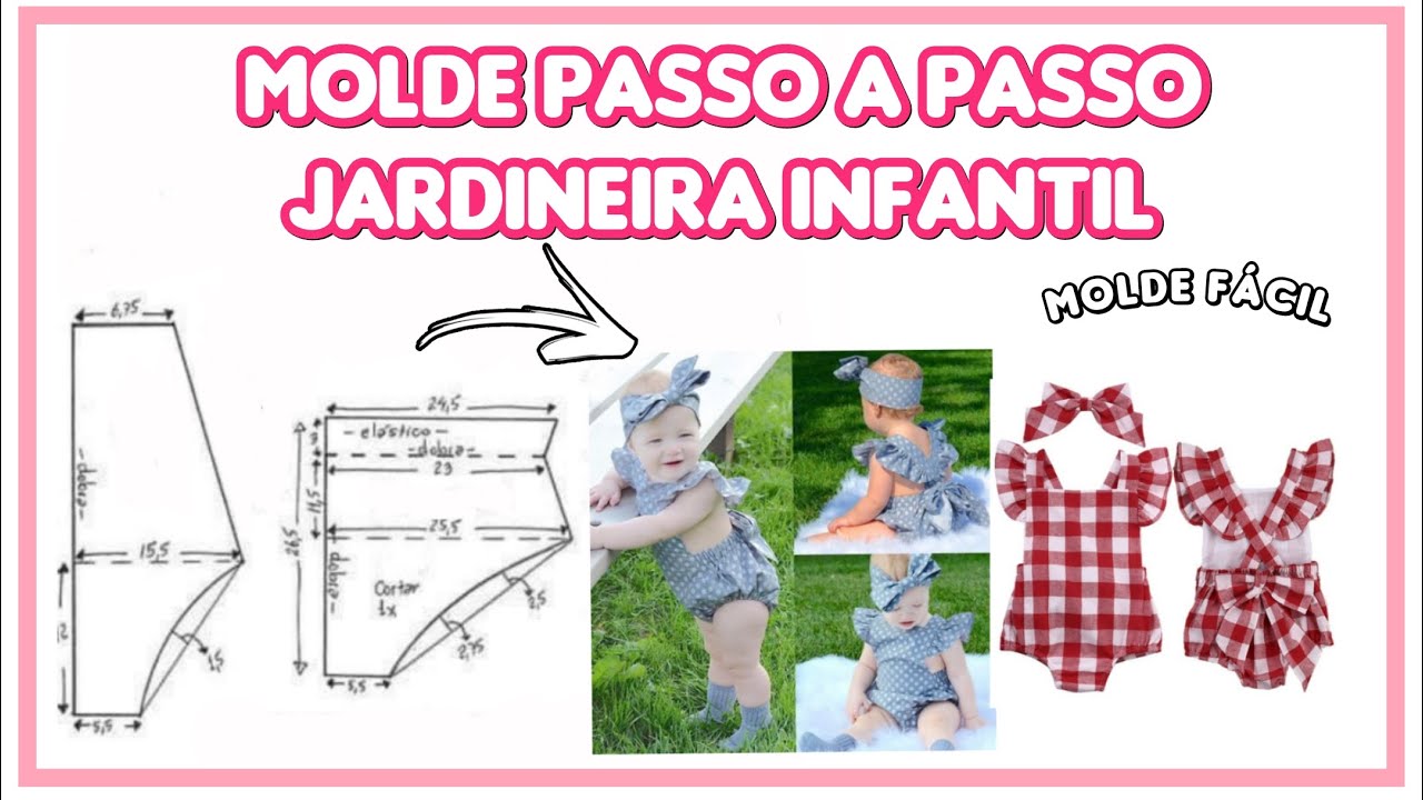 COMO FAZER MOLDE DE JARDINEIRA INFANTIL - TAMANHO 12 MESES | F&Aacute;CIL PASSO A PASSO