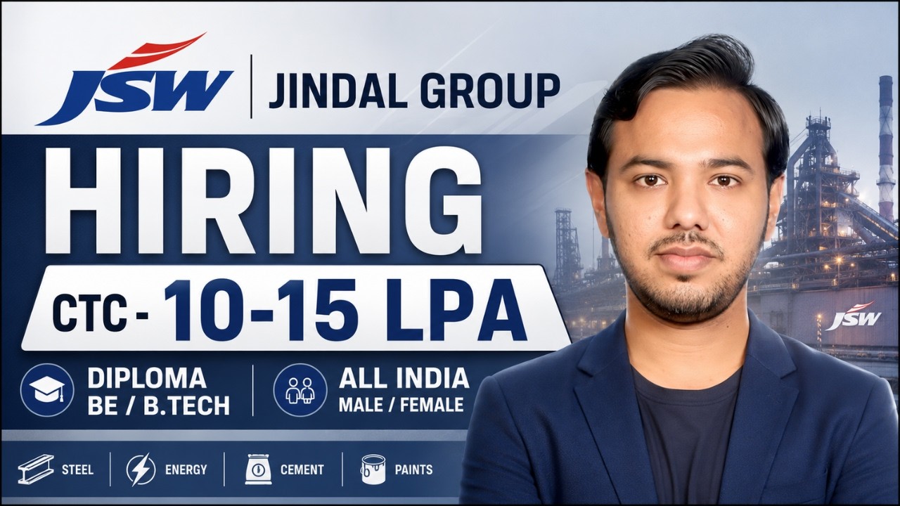 JSW Recruitment 🔥 2026 | 10-15 LPA Salary | Diploma/B.Tech Freshers Apply
