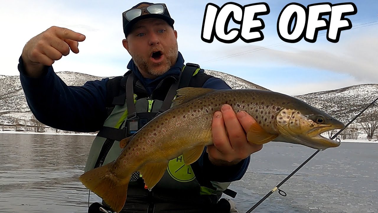 Ice off Deer Creek on the Kayak; Big Brown trout