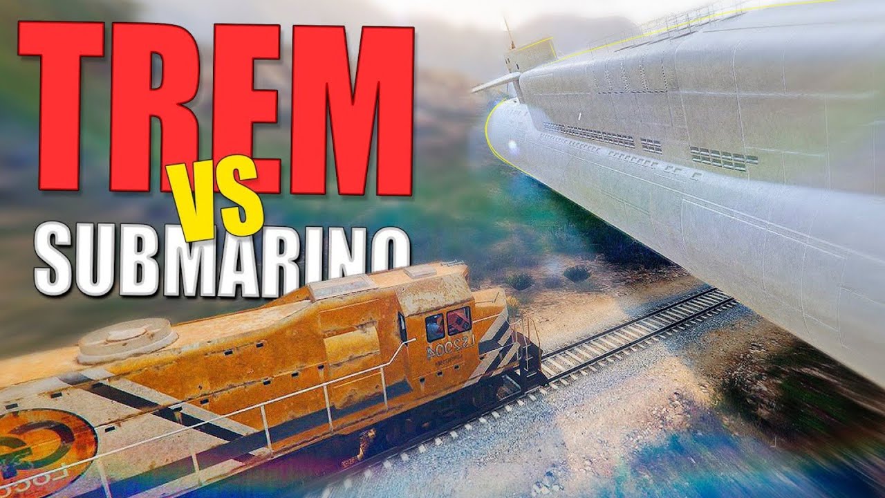 Submarino Gigante Vs Trem imparável do Gta 5 Online Momentos Engraçados