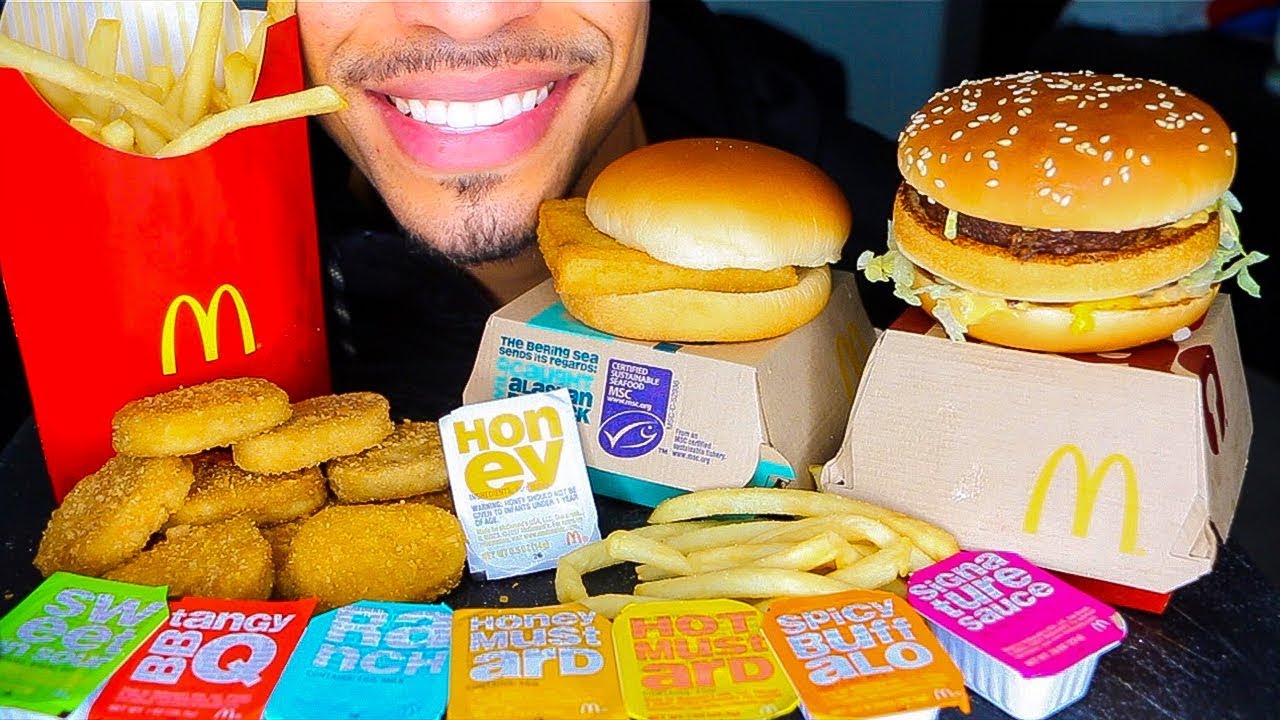 ASMR MCDONALD'S MUKBANG | CHICKEN NUGGETS & BIG MAC EATING CHALLENGE | NO TALKING *BIG BITES
