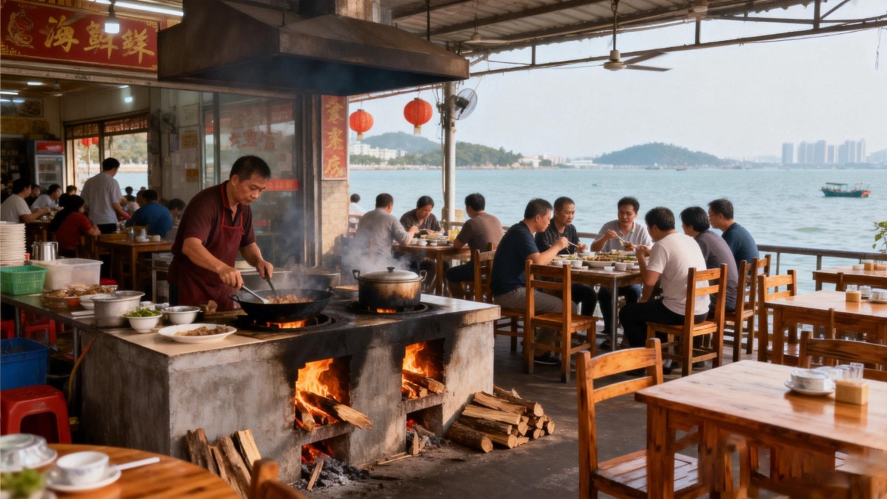 广州烧柴火的海景河鲜大酒店，翘嘴鱼50块一斤小河虾55半斤，正宗原汁原味。【舟小九】