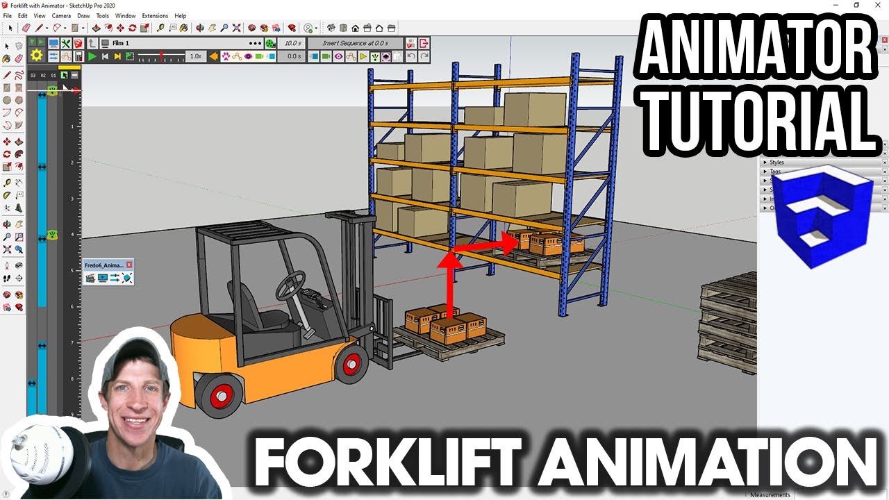 Создание анимации погрузчика в SketchUp с помощью Animator