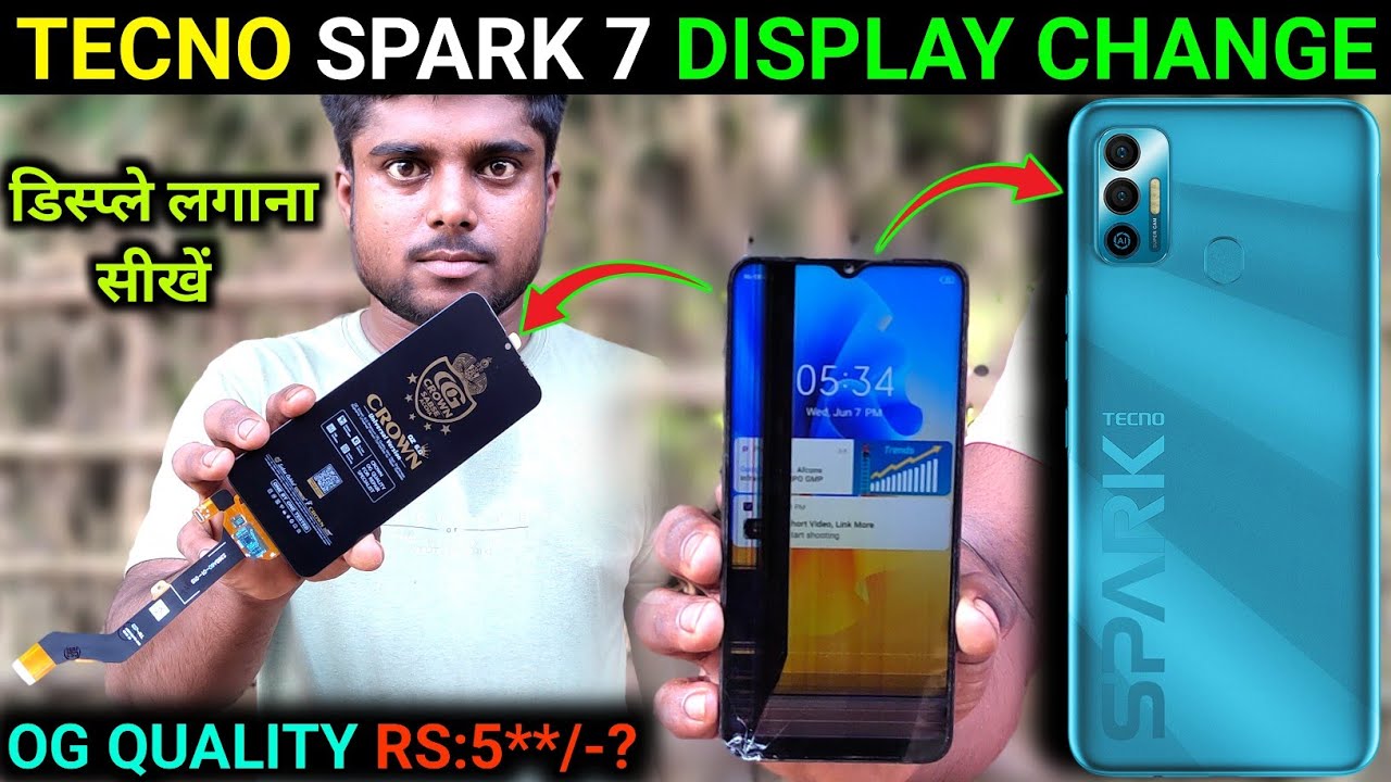 tecno Sparx 7 display change | tecno Spark 7 water damage display problem | tecno display price
