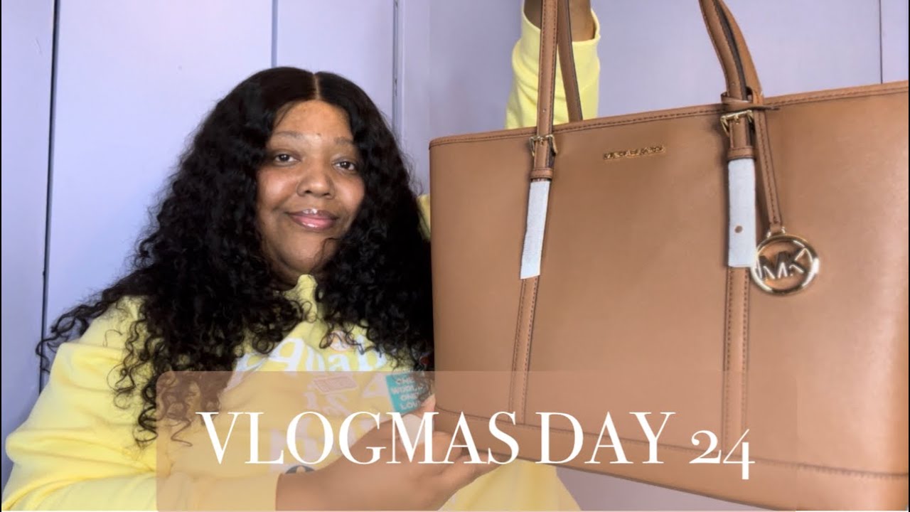 VLOGMAS DAY 24 | CHRISTMAS EVE |MICHAEL KORS JET SET TRAVEL LARGE TOTE | LUGGAGE BROWN | OLD NAVY