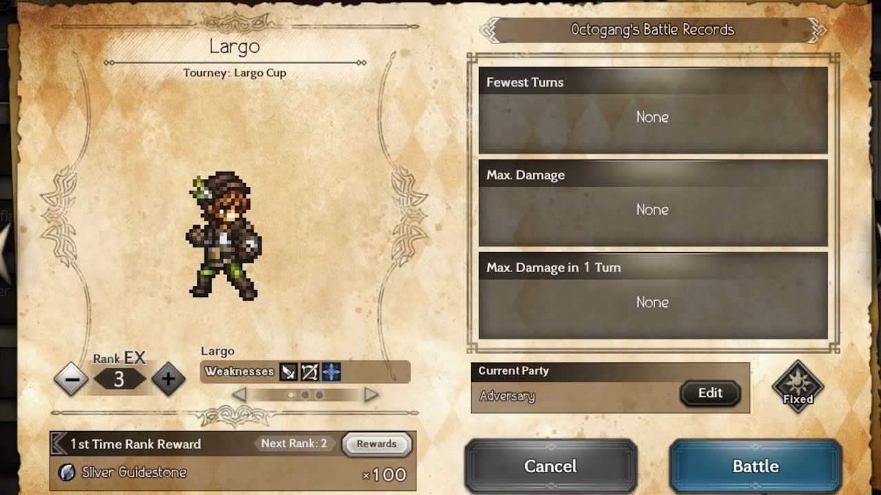 Octopath CotC: Largo EX3 (Adversary Log)