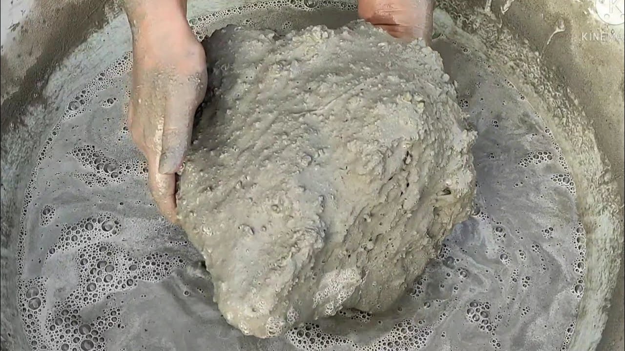 ASMR: soft dusty gritty pure cement shapes+chunks crumble dry+water/oddlysatifying