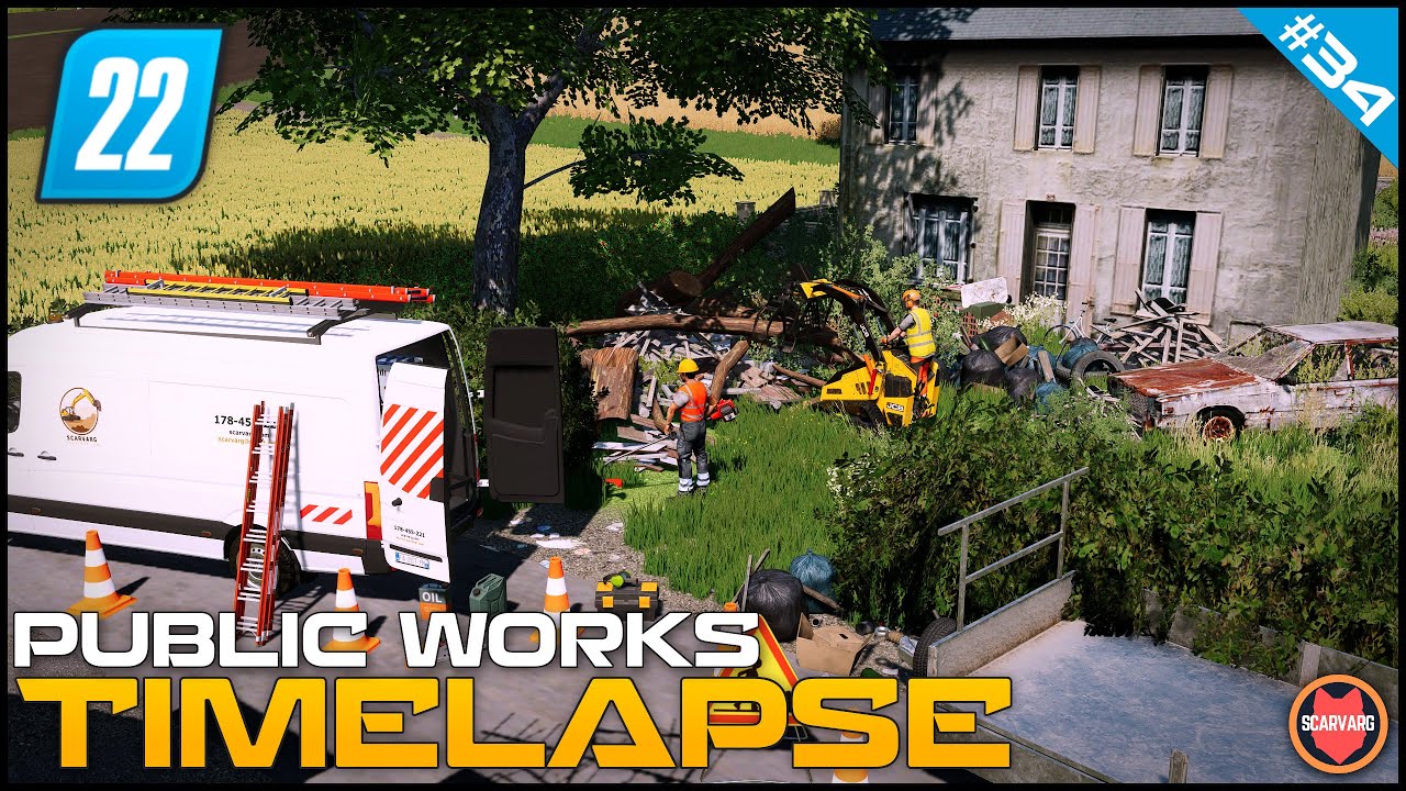 🚧 Cutting Trees & Bushes On Abandoned Plot - House Renovation ⭐ FS22 City Public Works Timelapse