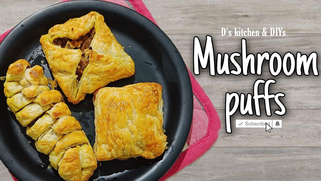 Mushroom Puffs / Patties | using Puff pastry sheets | 3 types of easy folding ideas