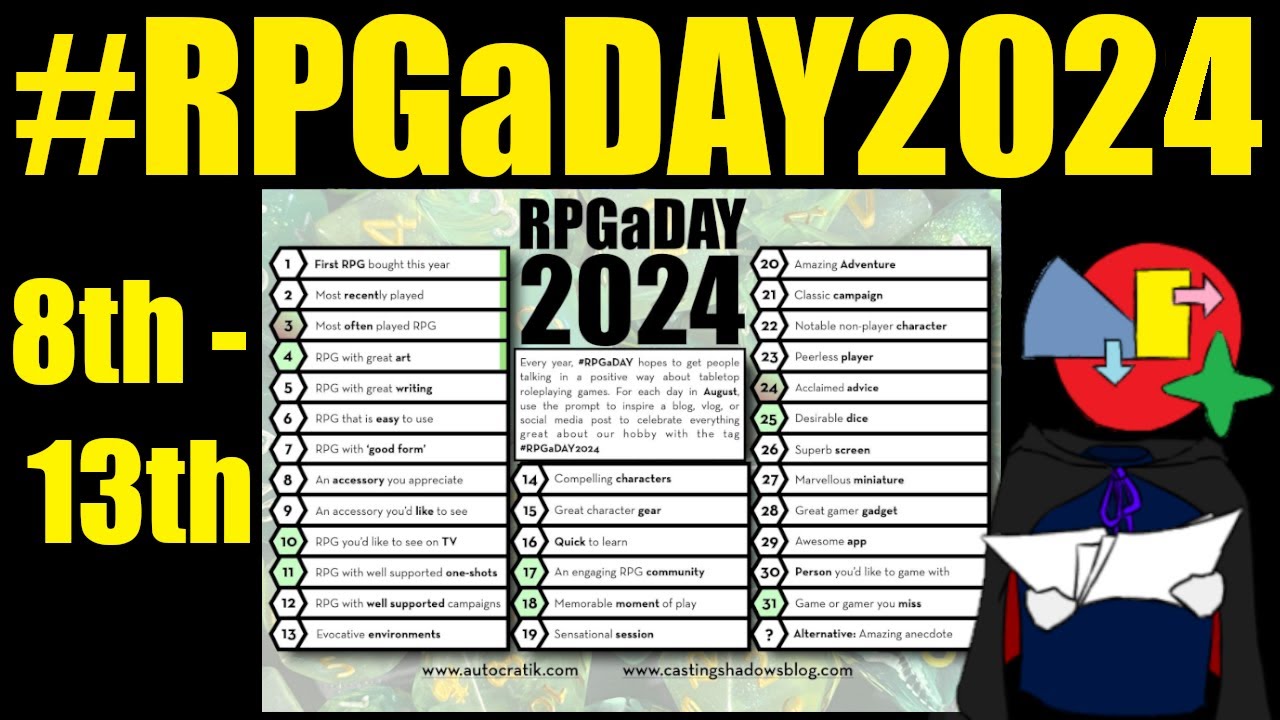RPGaDAY2024 Days 8 to 13