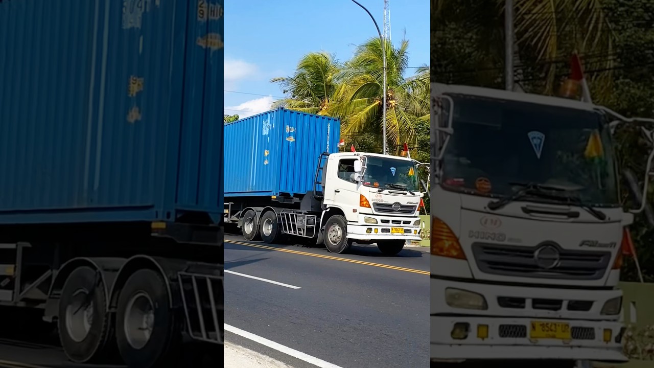 KONVOI 2 TRUK HINO TRAILLER PANJANG MUATAN BOX KONTAINER SANGAT BERAT #shorts #trending #subscribe