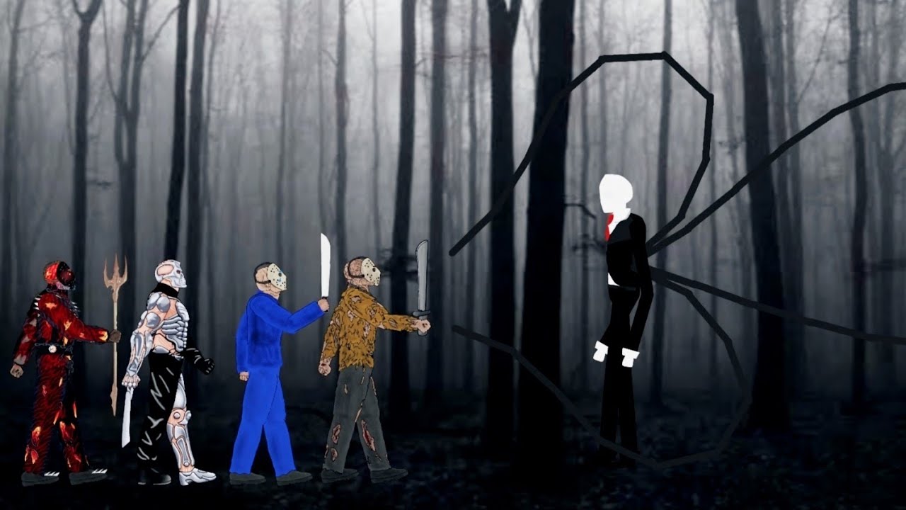SLENDER MAN vs Uber Jason , Savini Jason , Jason Voorhees , Roy Burns Jason [DC2]