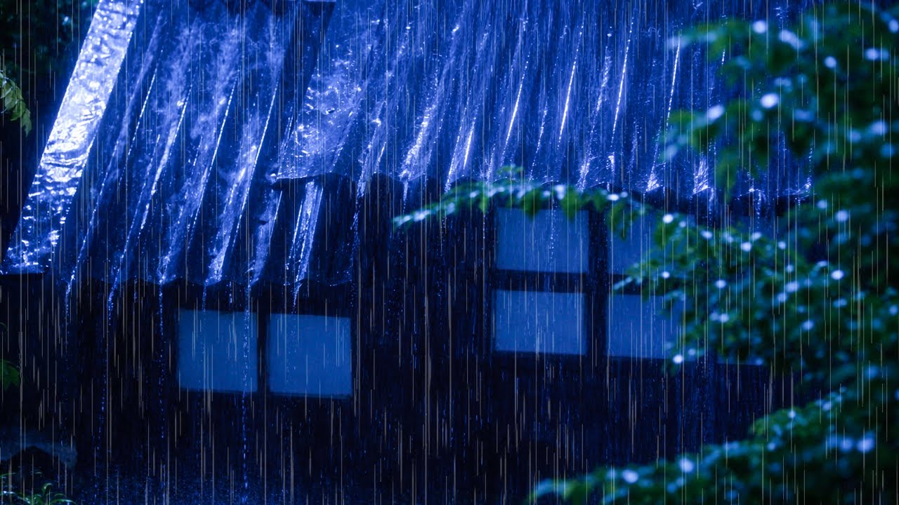 Fall into Sleep in 3 Minutes with Heavy Rain & Thunder Intense Sounds on Tin Roof in Forest at Night