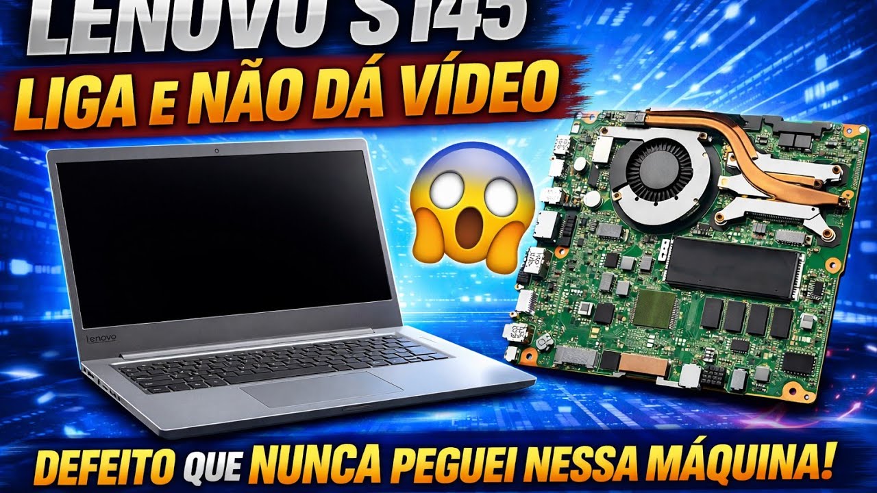 LENOVO S145 LIGA E NÃO DA VÍDEO, O DEFEITO ESTAVA EM UM CIRCUITO QUE NUNCA VI DAR DEFEITO NA MAQUINA
