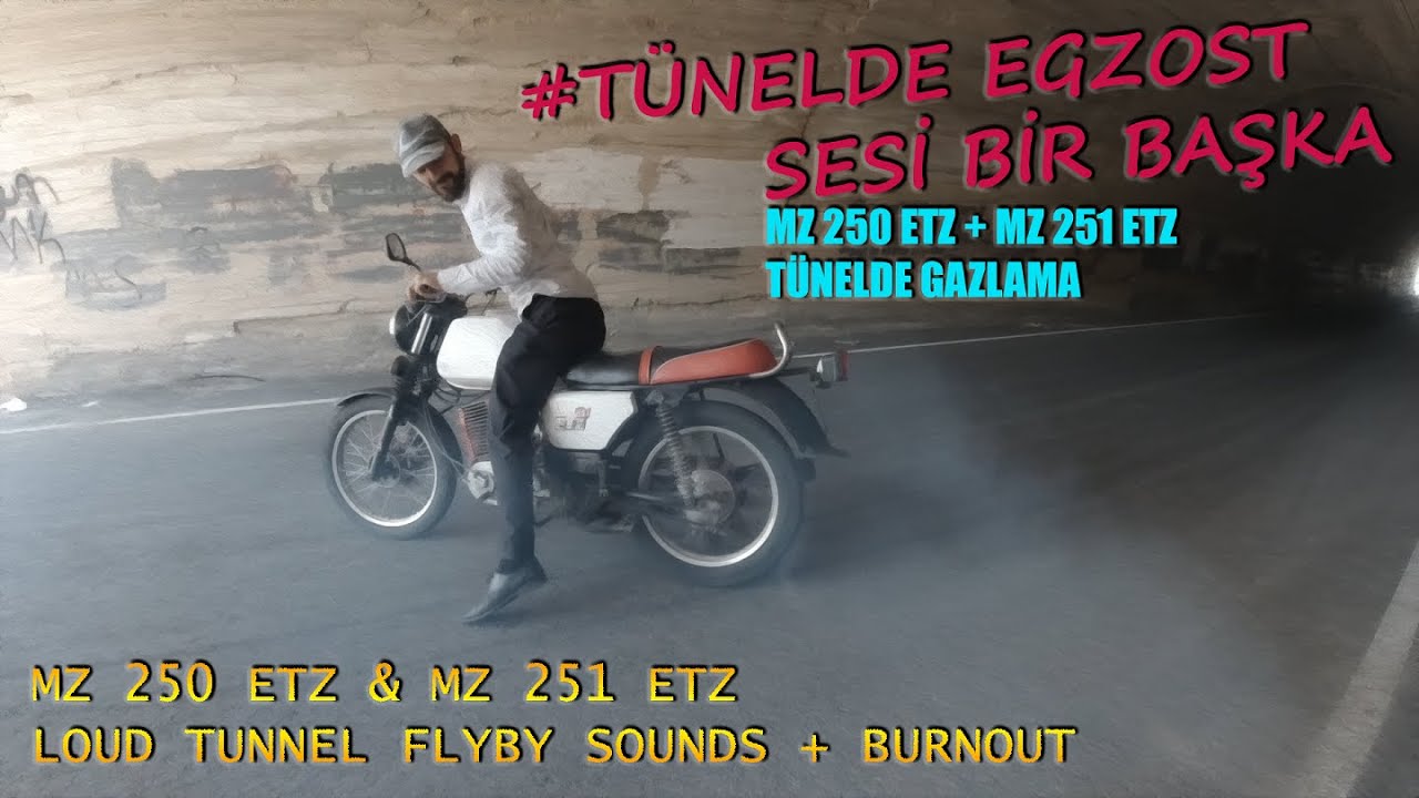 mz etz 251, mz etz 250, t&uuml;nel egzost sesi, tunnel exhaust sound, kulaklıkla dinleyin-use headphone