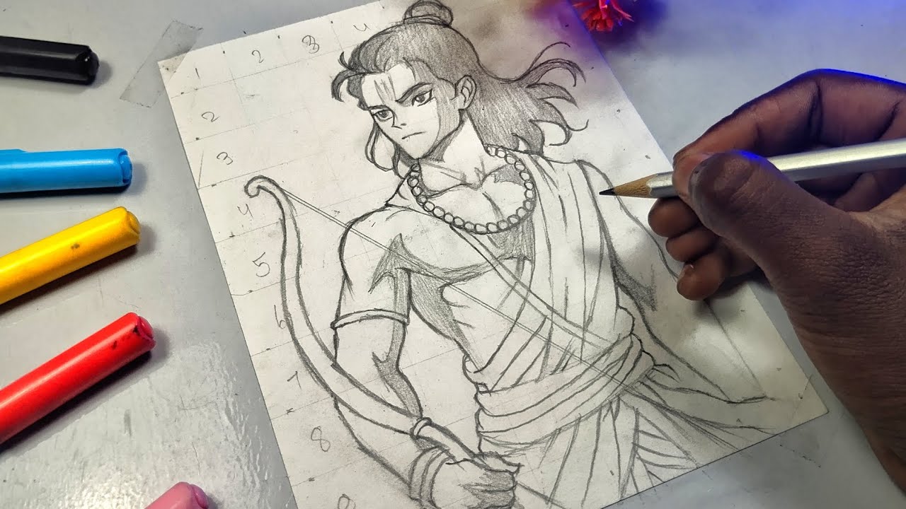 How to Draw Anime Lord Ram ji Step by Step (Full Outline) 🔥