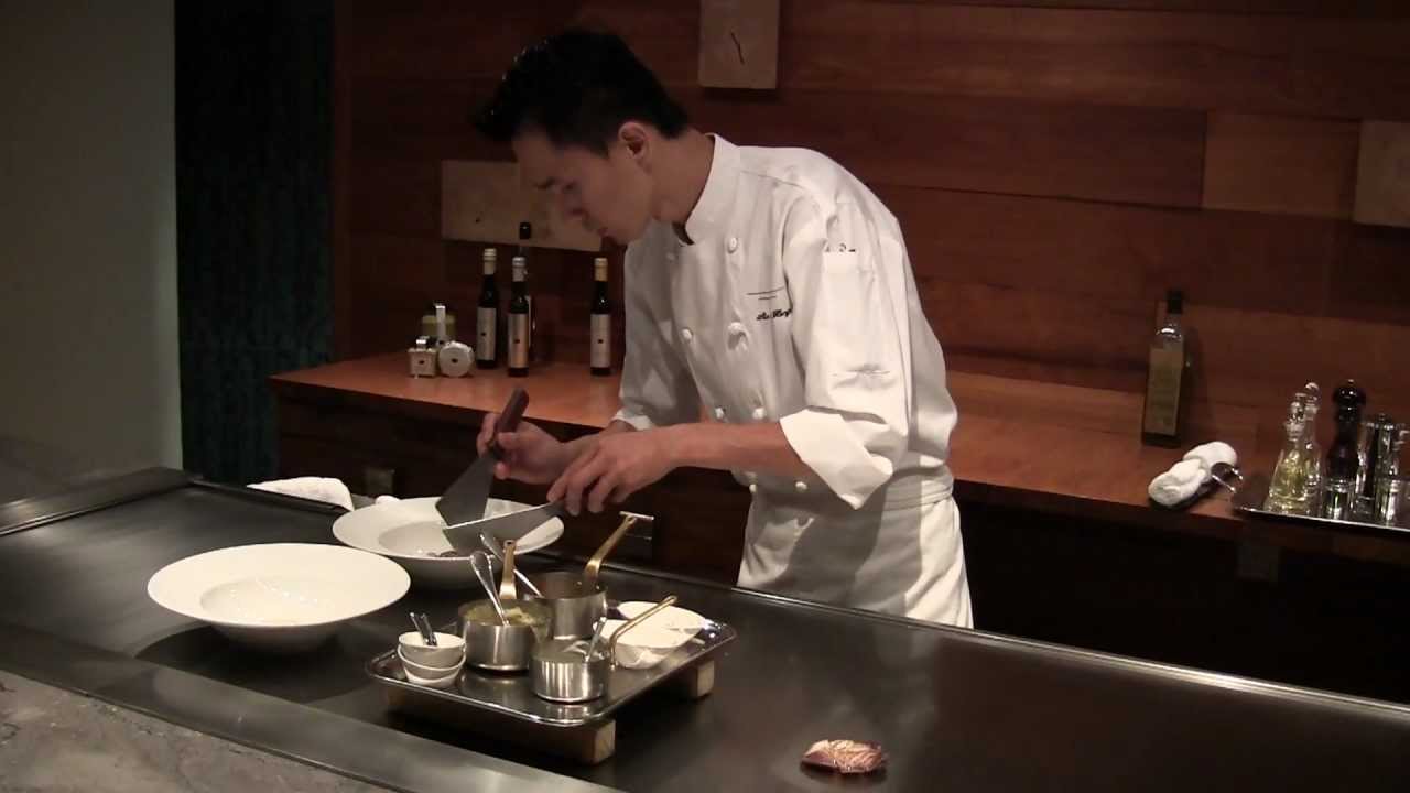 Hong prepares signature dishes at Waku Ghin in Singapore