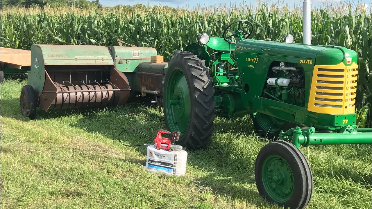 End of an era. The Oliver 62T baler leaves the farm 