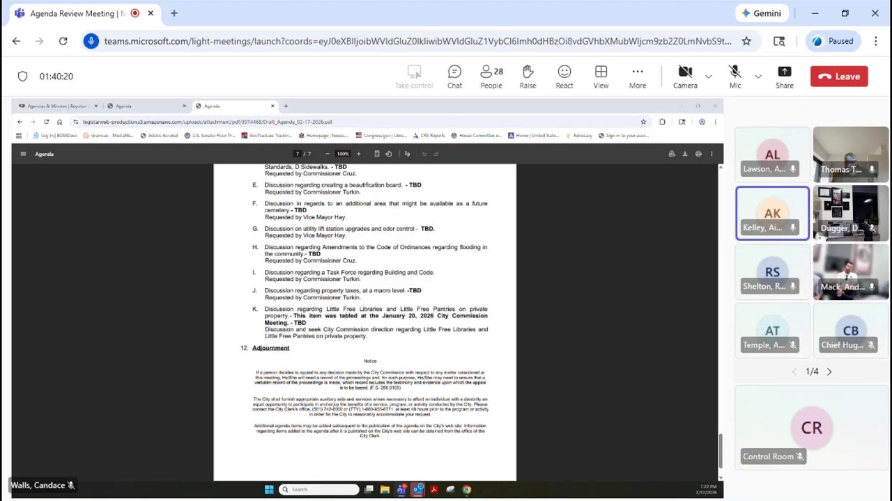 City of Boynton Beach, FL February 17, 2026 Virtual Agenda Review Workshop