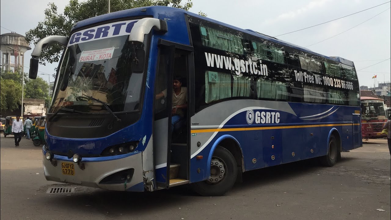 GSRTC,MSRTC,RSRTC Bus Departing At Surat Central Bus Stand in Afternoon.