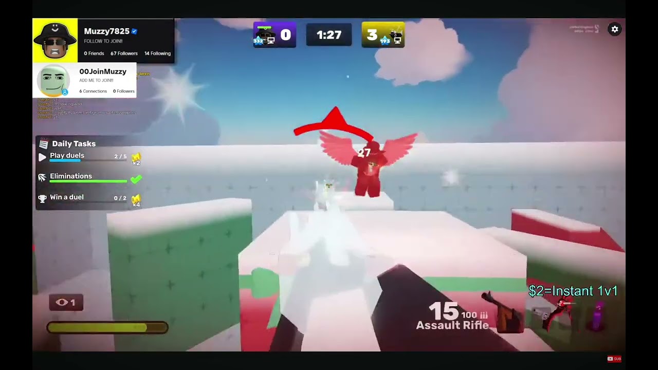 Eu vs Muzzy.   (Cine castiga englezul sau romanul la roblox rivals?)