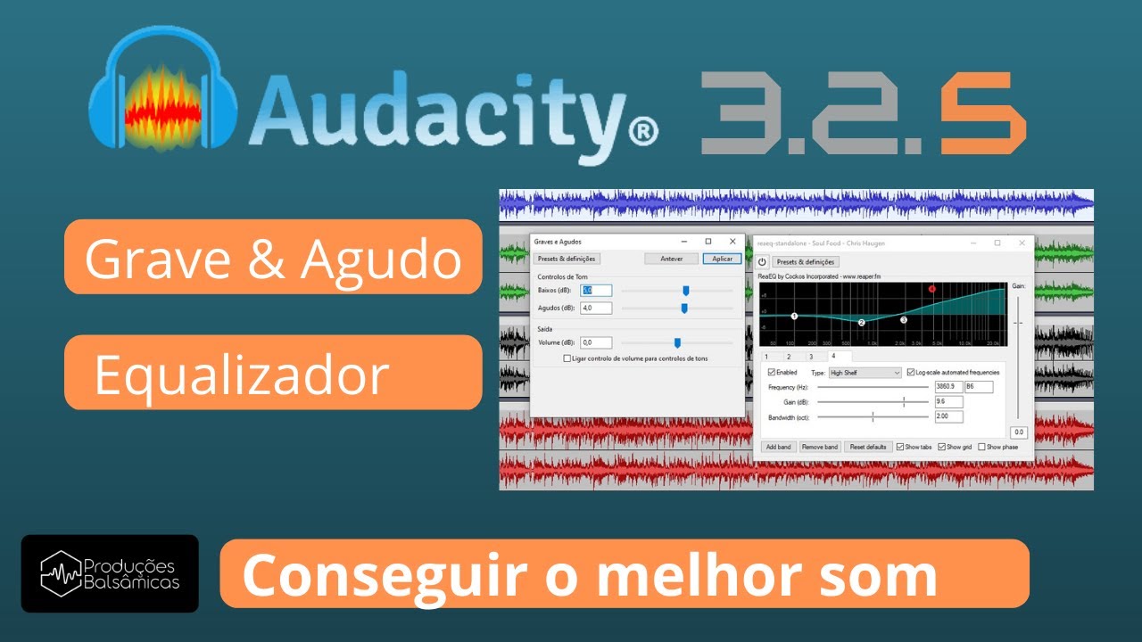 Audacity - Como melhorar o áudio através do grave. agudo e equalizador - Tutorial em português 3.2.5