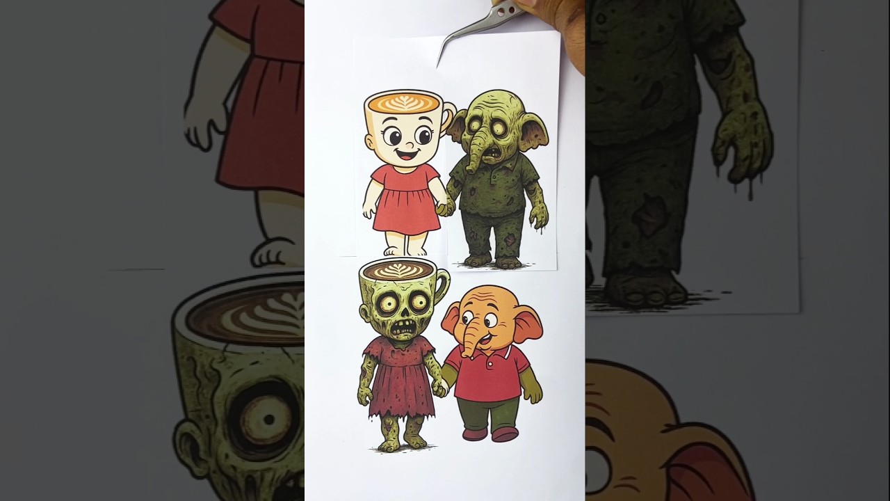 Italian Brainrot Normal vs Zombie Paper Transformation Puzzle idea 💡 #shorts #italianbrainrot