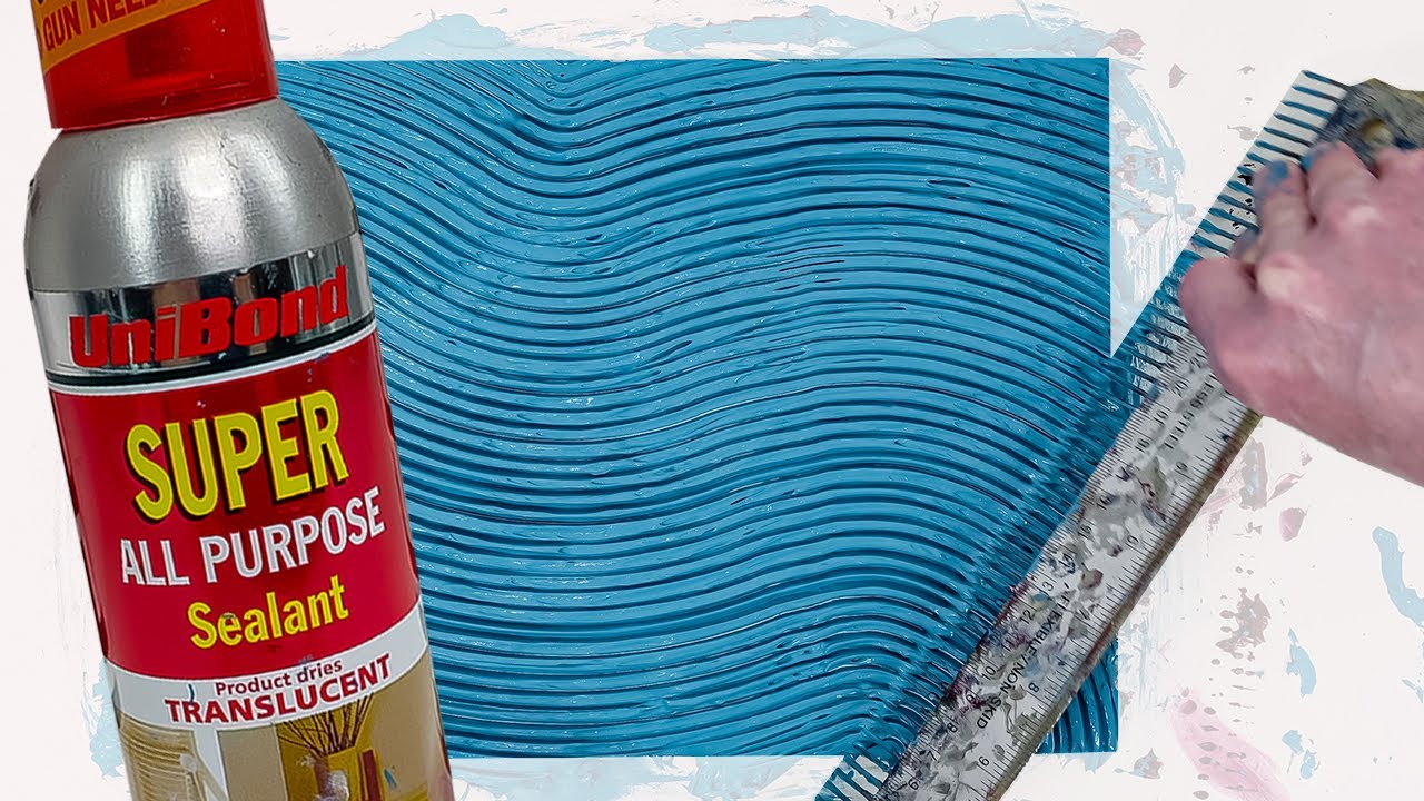 Abstract Art Painting With Acrylics, DIY Silicone Sealant And A Homemade Brush Made Out Of Nails #5