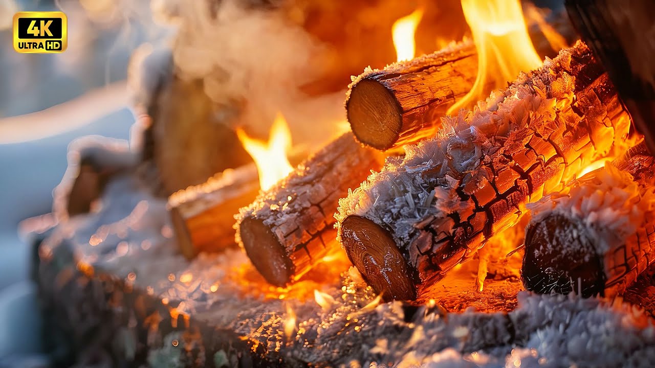 Outdoor Fire Crackling | Cozy Firewood Sounds for Deep Sleep | 4 Hours | 4K Ultra HD No Music
