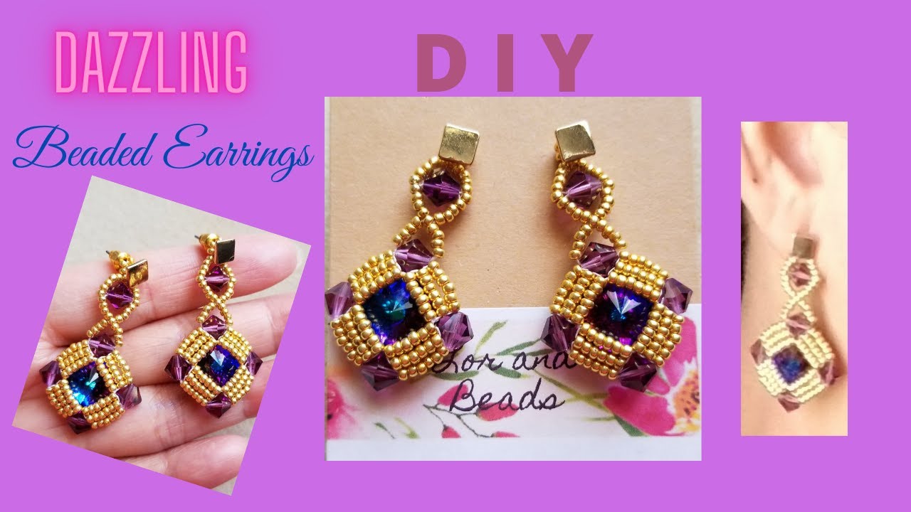 DIY How to Bezel Dazzling Cleopatra Beaded Earrings / DIY Swarovski Crystal Rivoli / Tutorial #283