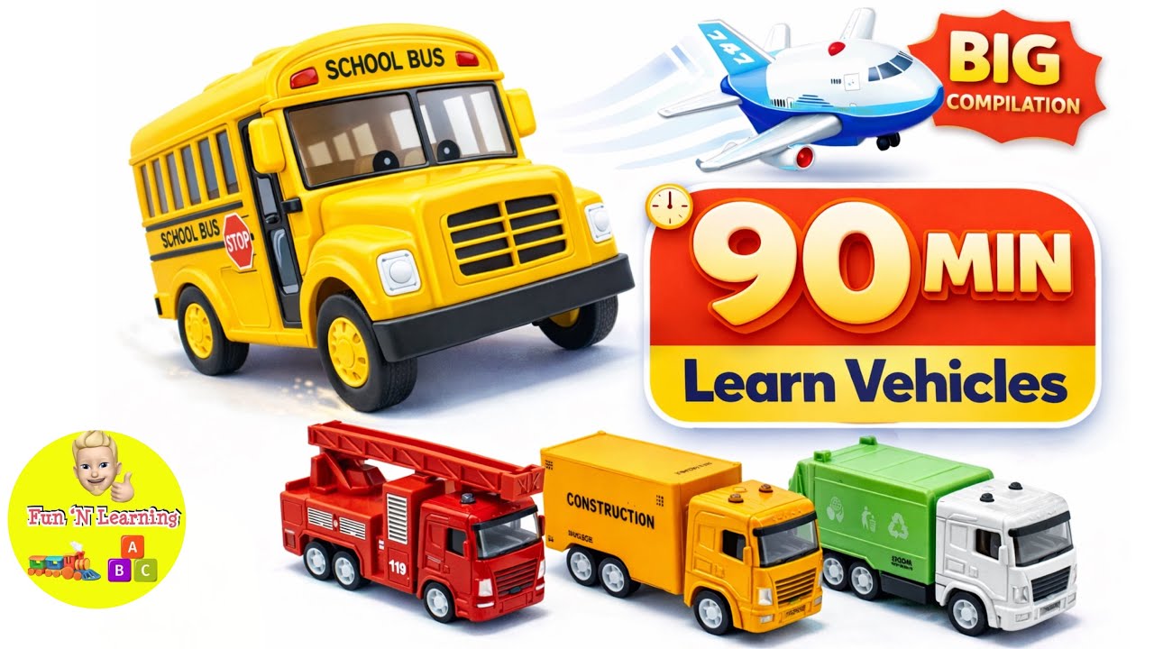 Learn Vehicles, Fire Truck, Train, Bus with Activity Puzzle | Vehicle Compilation for Toddlers Part2