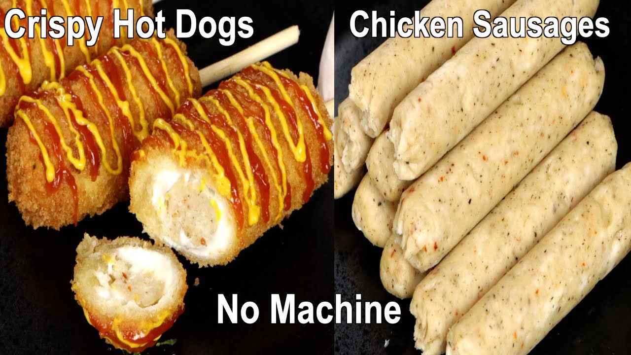 Chicken Sausage Recipe without Machine | Crispy hot dogs with Homemade Chicken Sausage