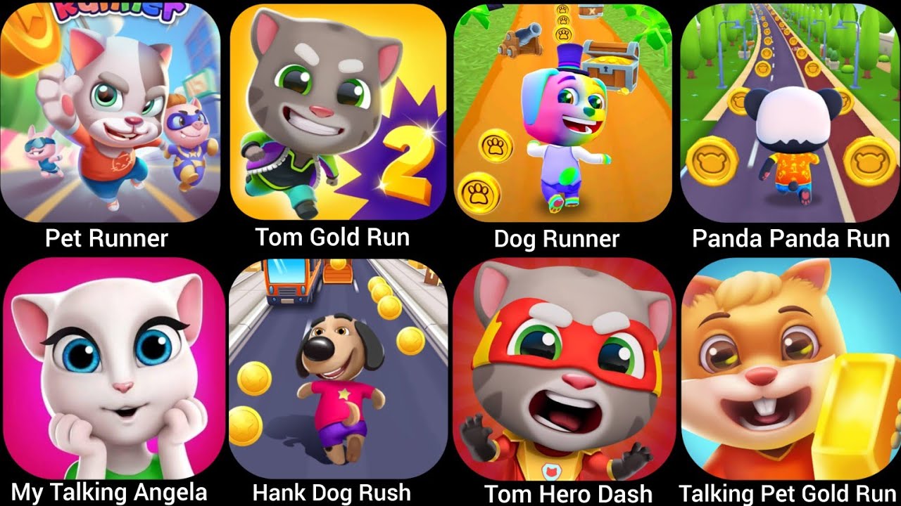 Panda Panda Run,Hank Dog Rush,Dog Runner,Pet Runner, Talking Pet Gold Run.....