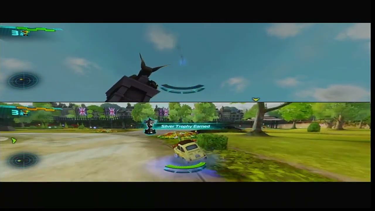 Cars 2 video game Team Lightning McQueen Luigi VS Team Lightning McQueen Guido London Arena 