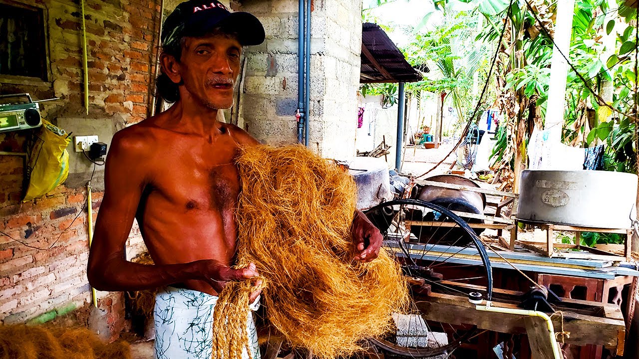 How To Make Coconut Coir Rope Village Style | Coconut Fiber Rope