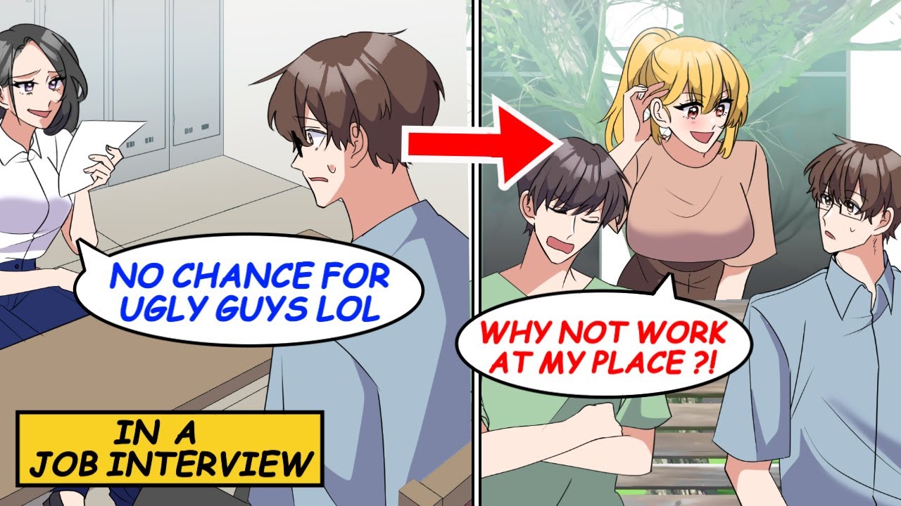 My interviewer mocked me: “No chance for ugly guys.” But a gorgeous senior hired me...!? [Manga]