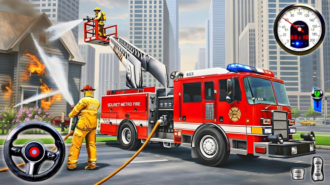 Real Fire Truck Driving Simulator 2026 - New Fire Fighting Fireman's Daily Job - Android GamePlay