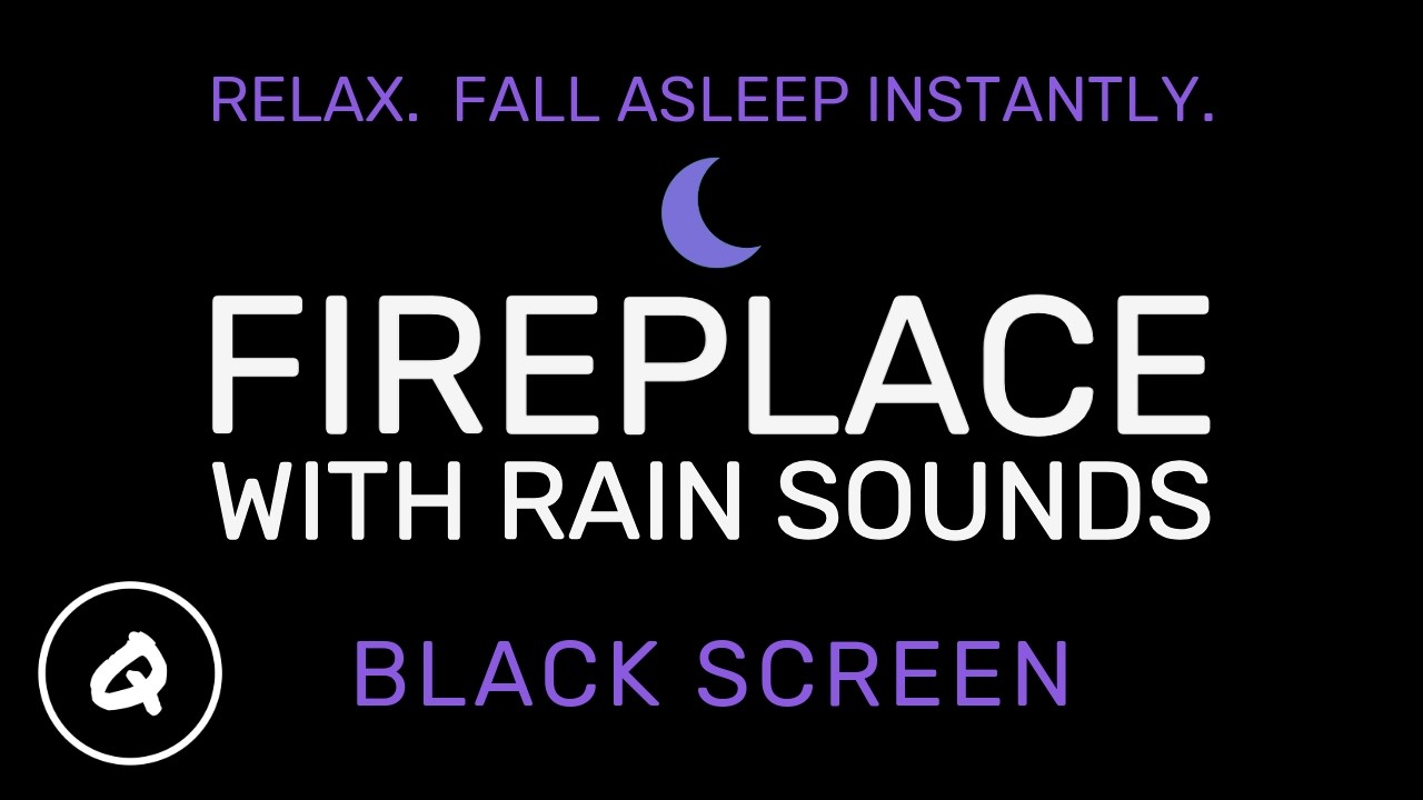 Relaxing Fireplace with Rain Sounds - Black Screen Hi-Res Audio - Fall Asleep in Minutes - 20 Hours.