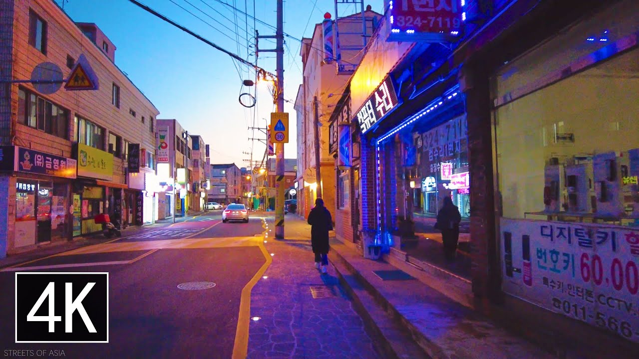 【4K60】Dusk Walk Through Rustic Streets of Gimhae, South Korea | 한국 경상남도 김해 걷기