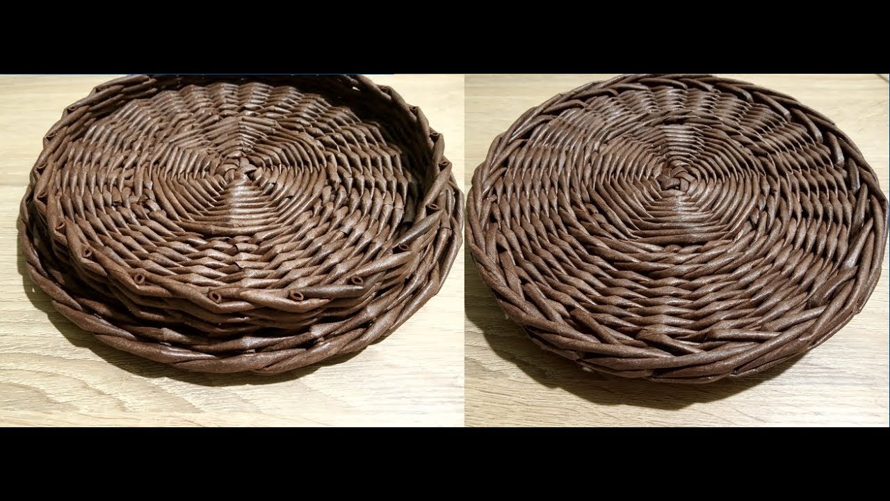 крышка с внутренним бортиком/несколько вариантов/короб круглый/2 часть/из газетных трубочек