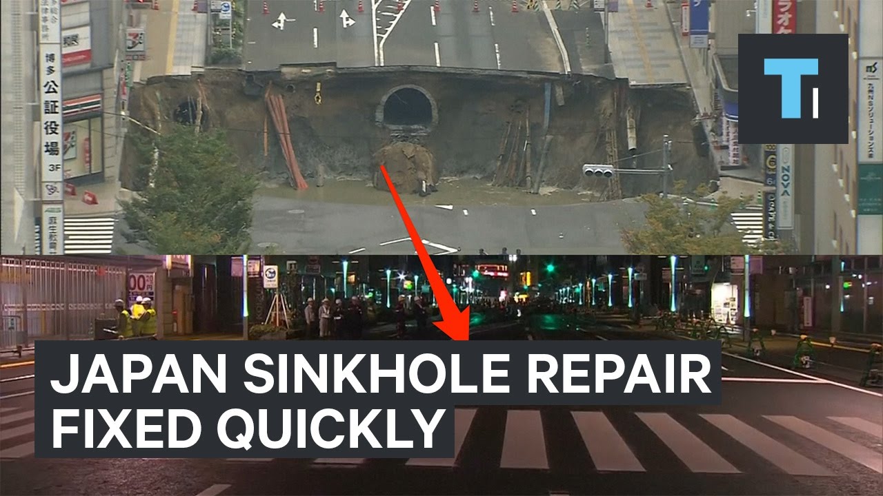 It took less than a week to fix this massive sinkhole in Japan