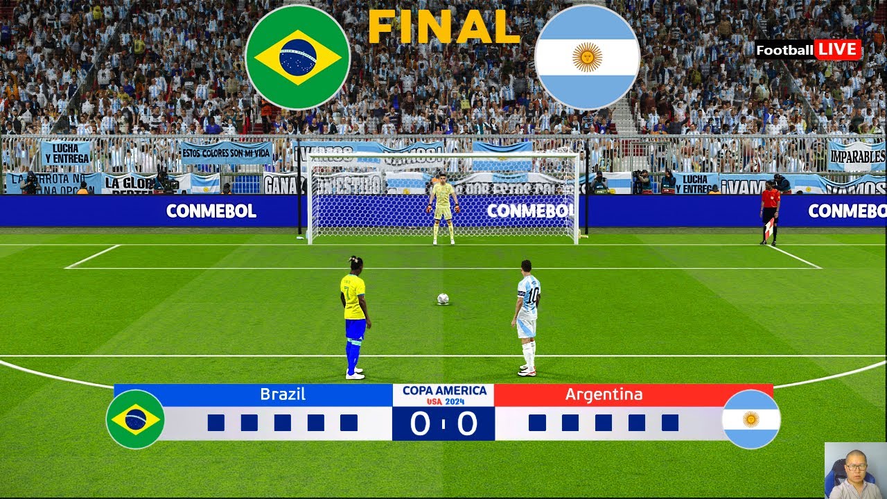 Brazil vs Argentina - Penalty Shootout | Final Copa America 2024 | Messi vs Vinicius | PES Gameplay