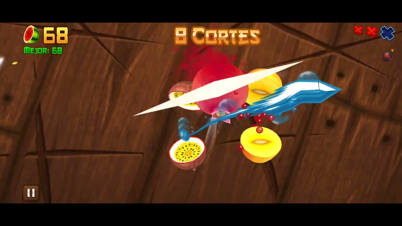 Así estoy jugando fruit ninja por primera vez