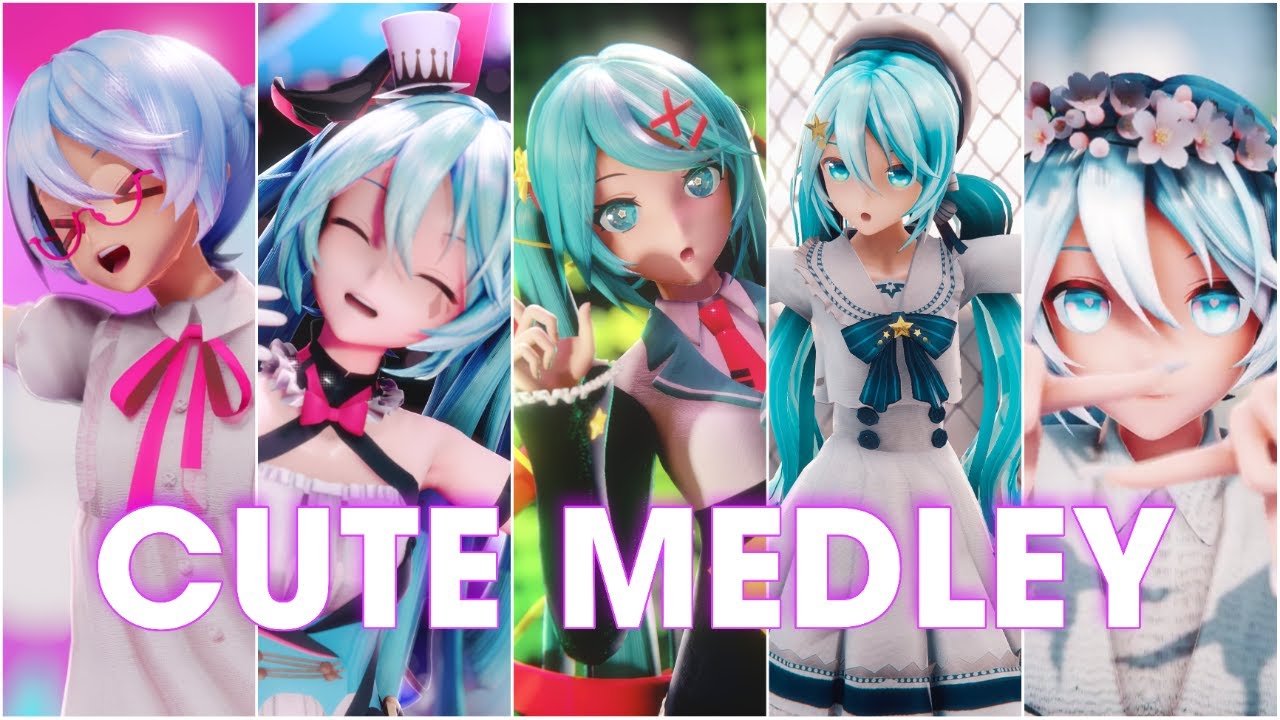 【MMD】Cute Medley: Idol Sounds [Mitchie M ft. Hatsune miku]【YYB 初音ミク】