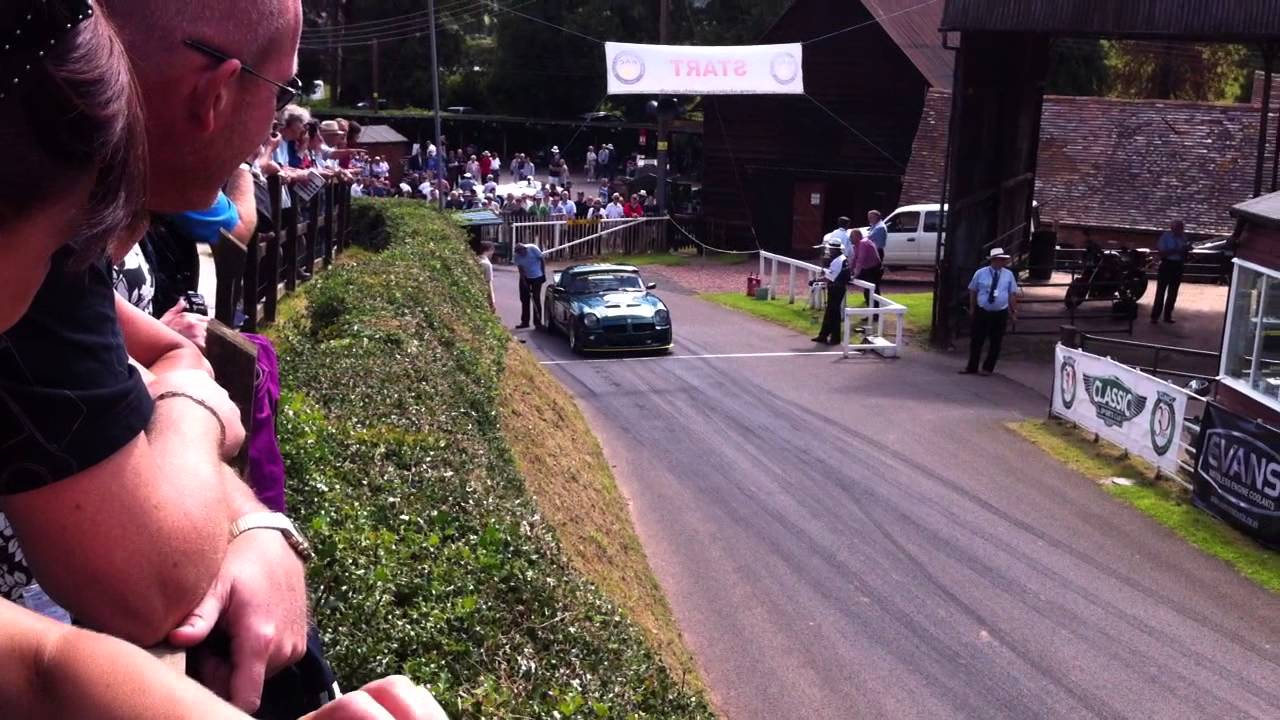 MG RV8 off the start at shelsley walsh