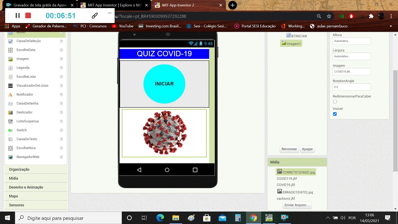 MIT APP INVENTOR - COMO MONTAR UM QUIZ BÁSICO E COLOCAR LINKS (SITE E VÍDEOS)- AULA 1
