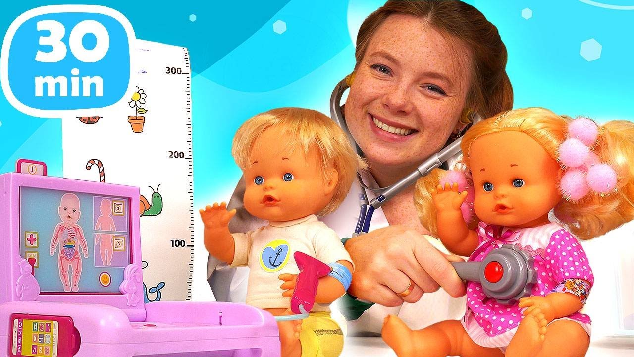 Doktorspiele mit Nenuco Puppen. Irene und Puppen. Puppen Kindergarten