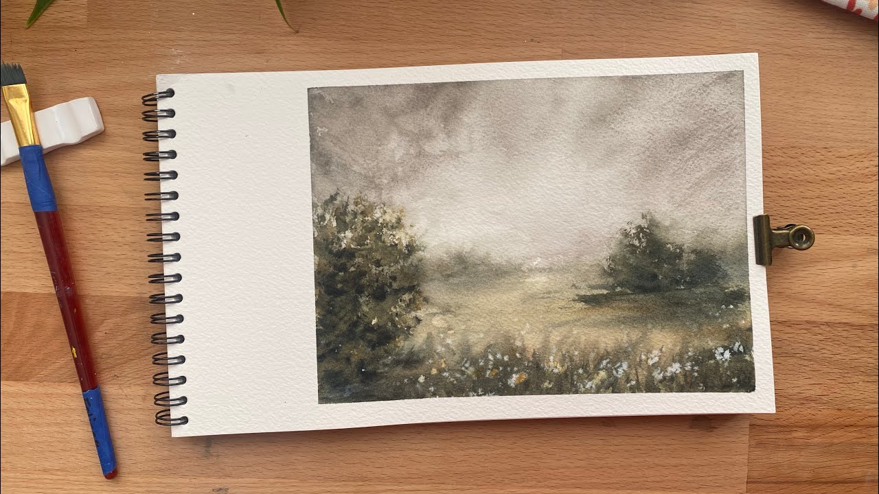 Watercolor Vintage Landscape 